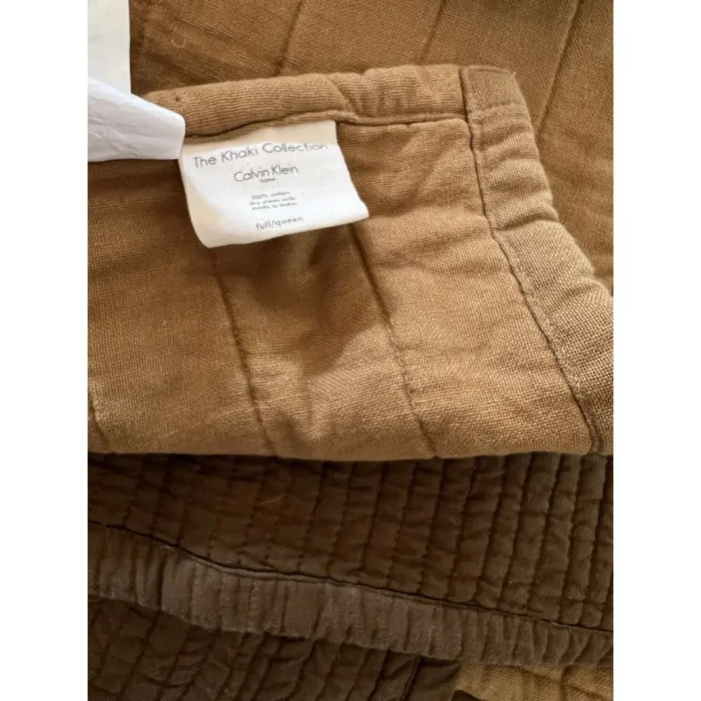Calvin Klein Queen The Khaki Collection Quilted Heavy Weight Cotton Blanket